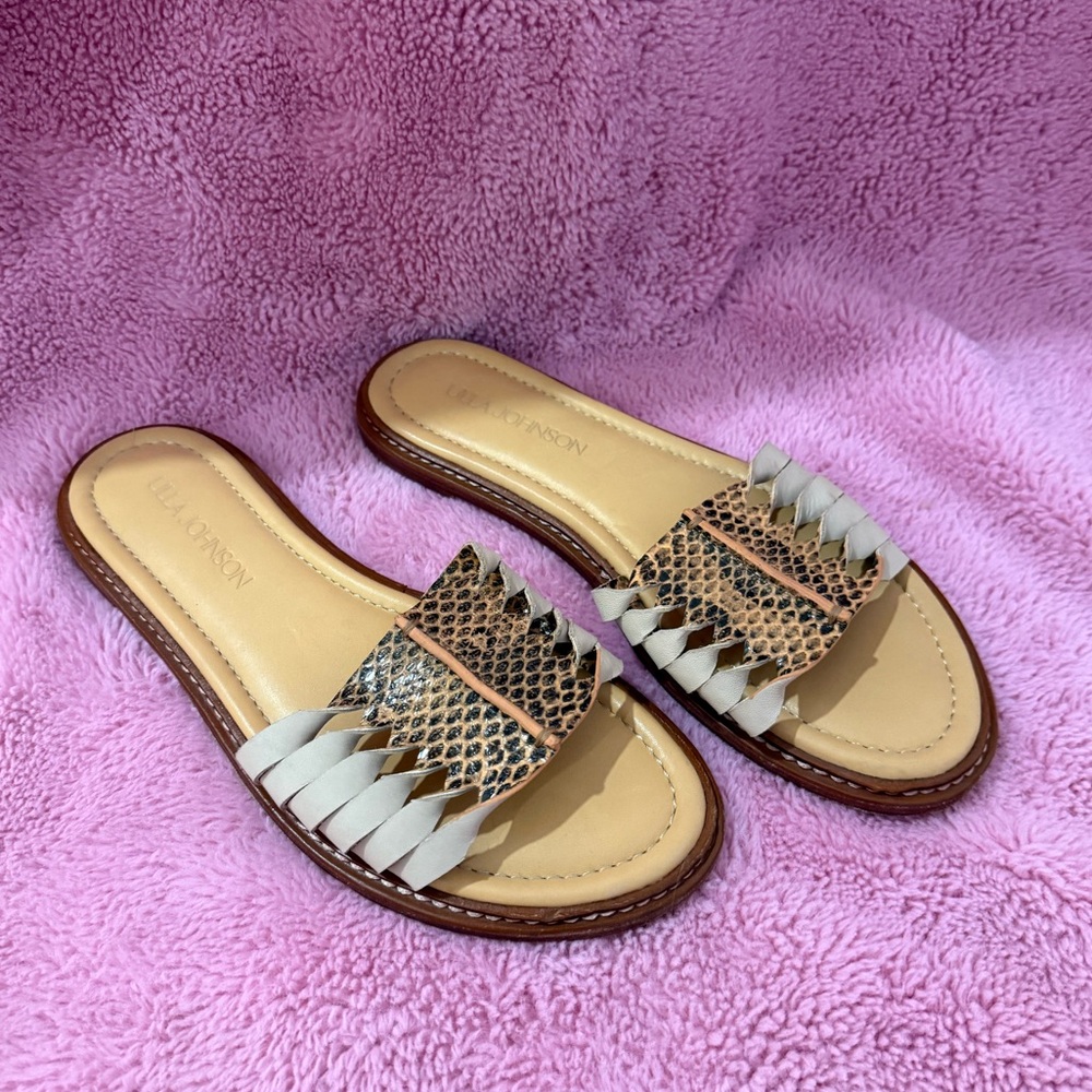 ULLA JOHNSON AMEYA SNAKE PRINT STRAPPY SANDALS SIZE 38
